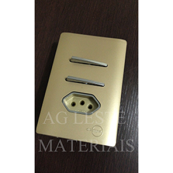Conjunto Interruptor Paralelo + Tomada 20A 4x2 - Novara Especiais Dourada
